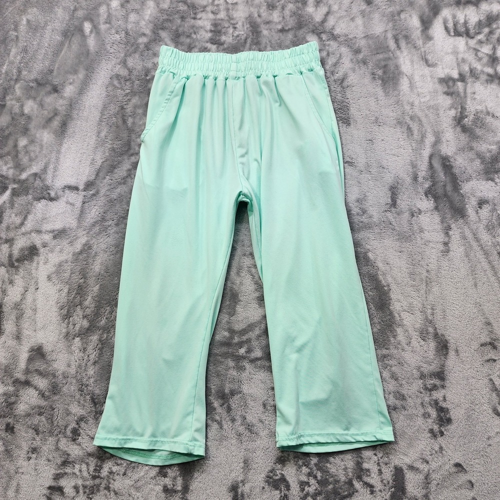 Real Essentials Pants Womens M Green Ultra-Soft Wide Leg Loose Capri Yoga Lounge